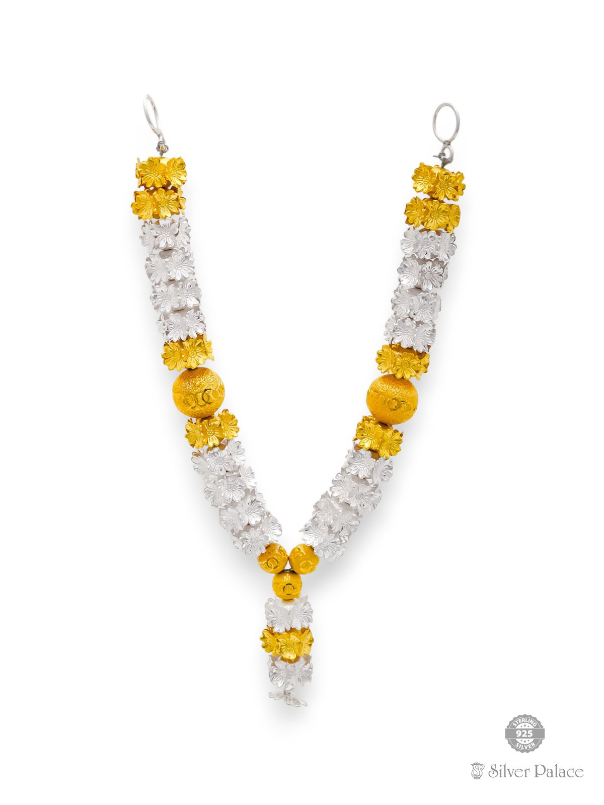 925 SILVER GOLD POLISHED FLOWER GARLAND FOR POOJA PURPOSE 