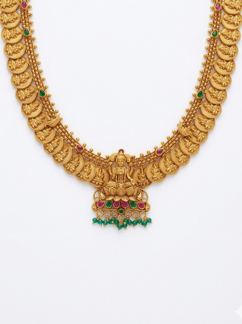 925 SILVER GOLD POLISHED AND SILVER POLISH LAKSHMI KAASU MAALAI FOR WOMEN