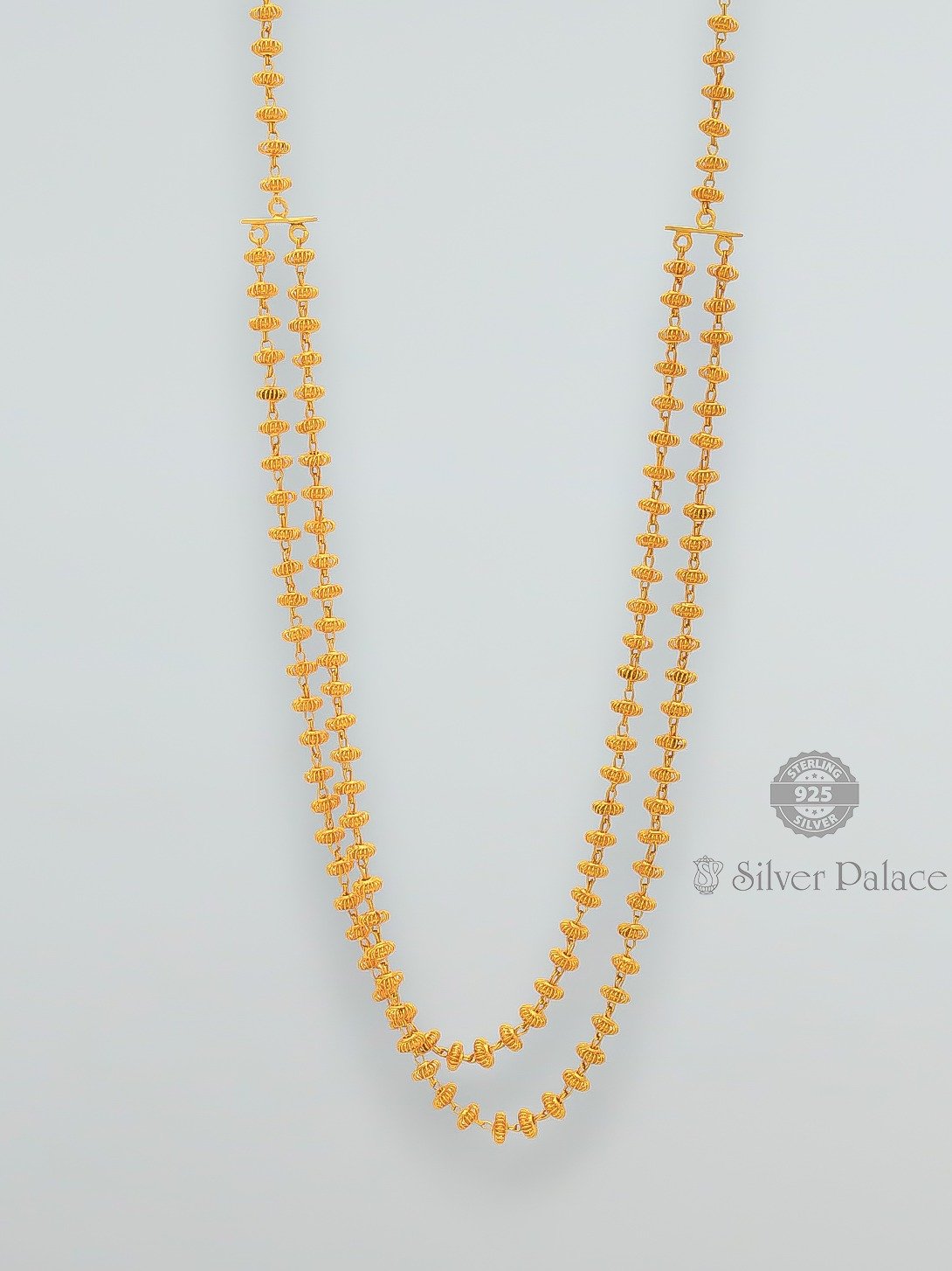 925 SILVER GOLD POLISHED DOUBLE STRAND BEADS MALAA FOR WOMEN ANITE COLLECTION 