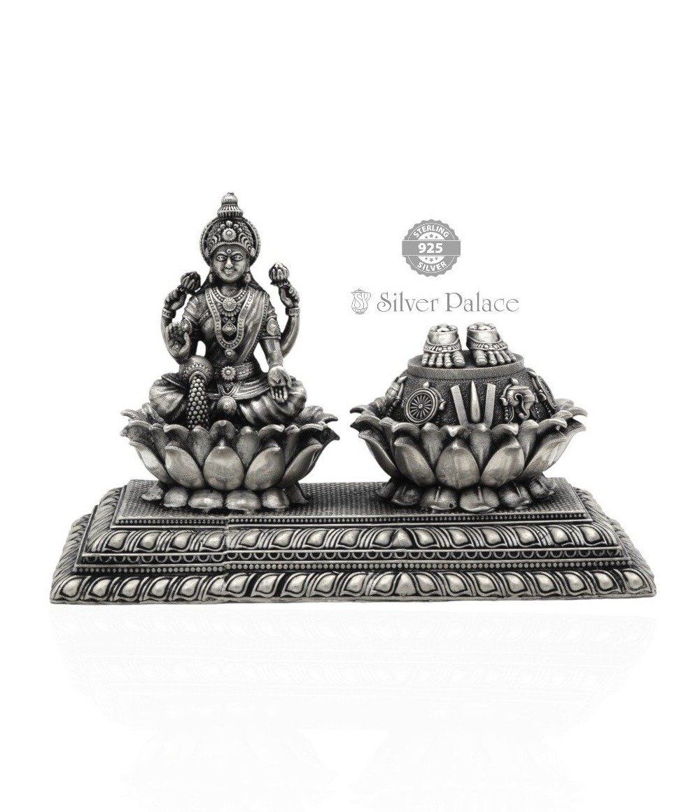 92.5 Oxidised Silver Lakshmi With Perumal Patham For Pooja Use