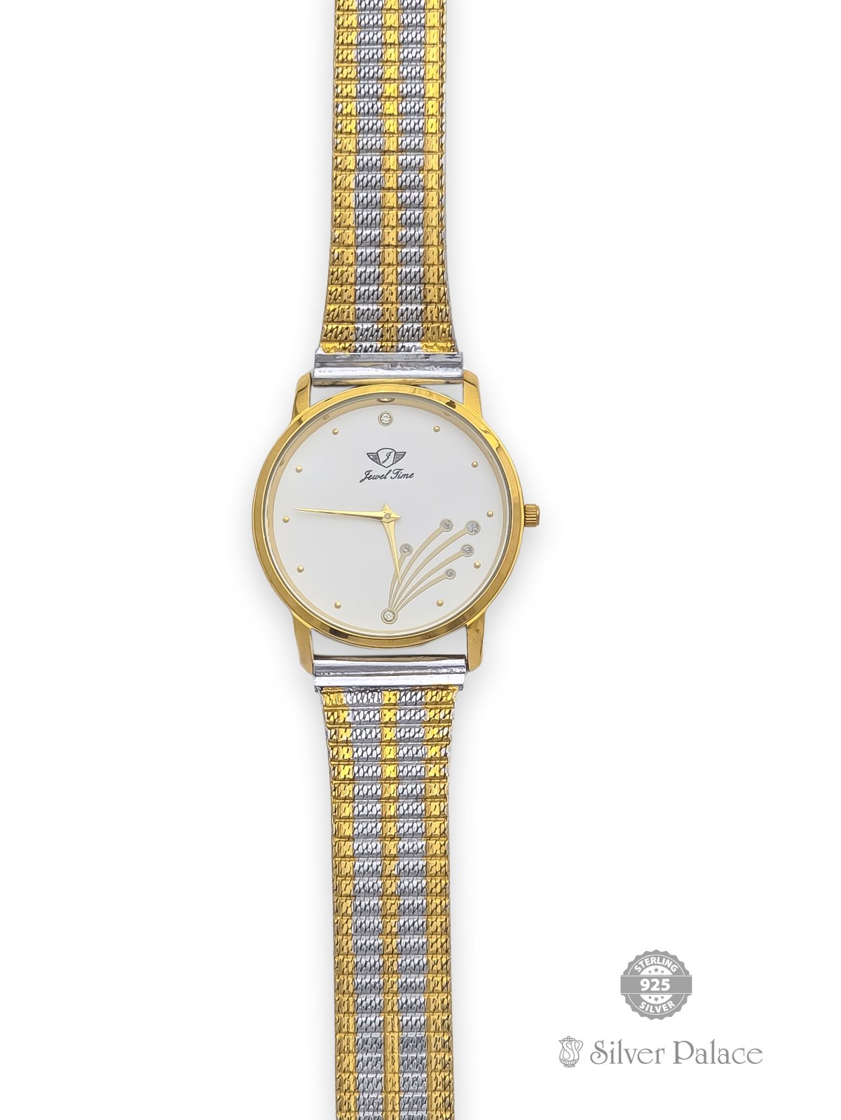 925 STERLING SILVER CIRCLE DIAL 2-TONE WATCH FOR GIRLS