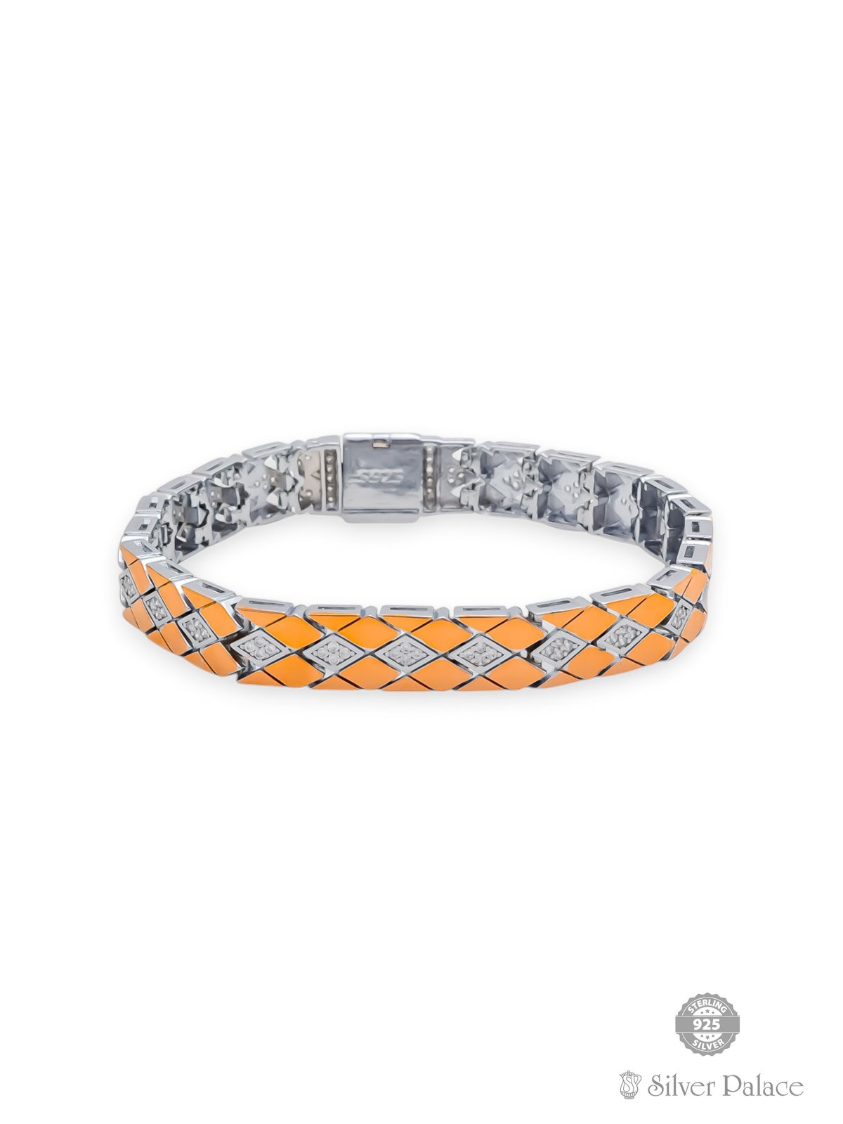 925 STERLING SILVER 2 TONE WITH CZ BRACELET FOR MEN URBANE COLLECTION 
