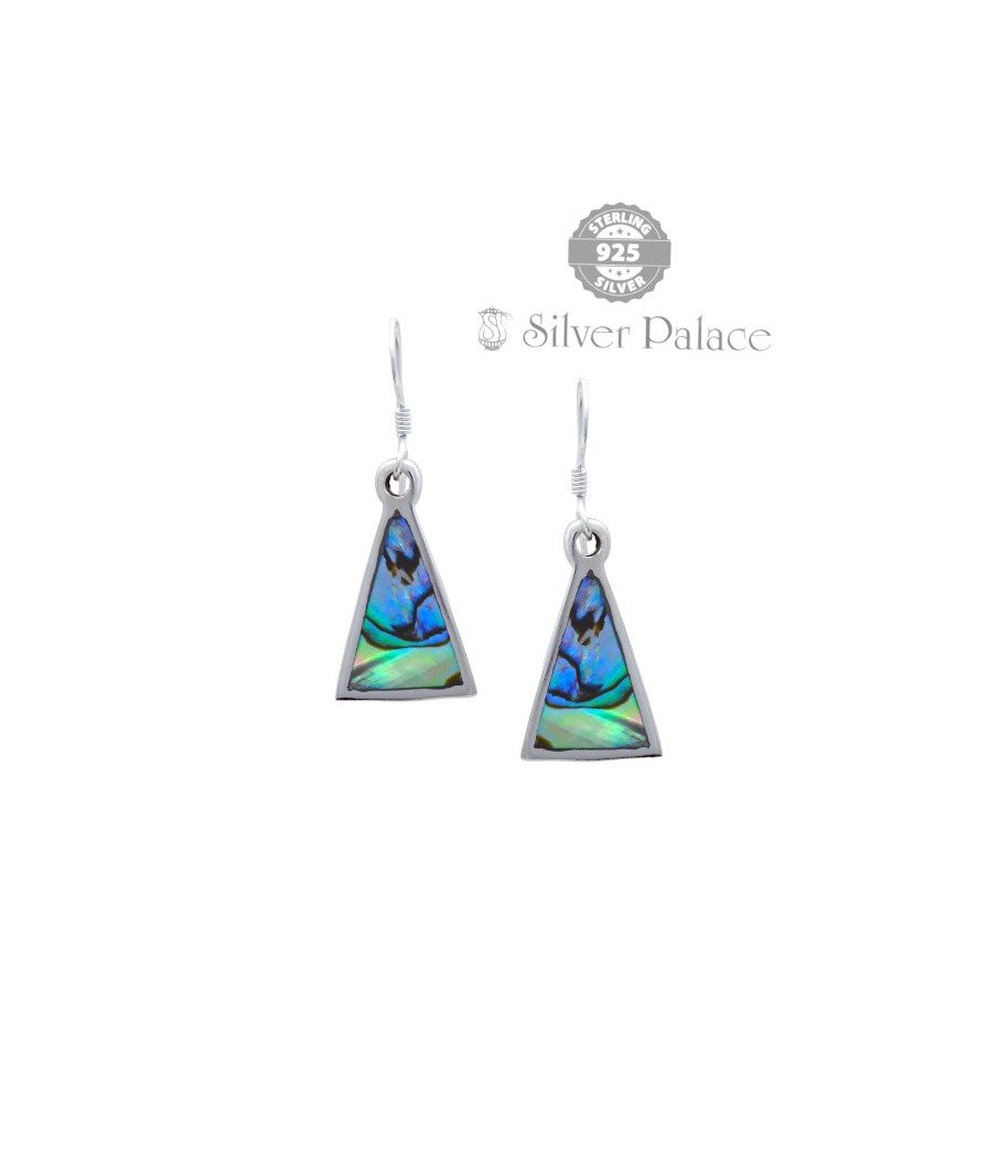Sterling Silver Trishe Collection Abalone Shell Triangle Earrings For Function Uses