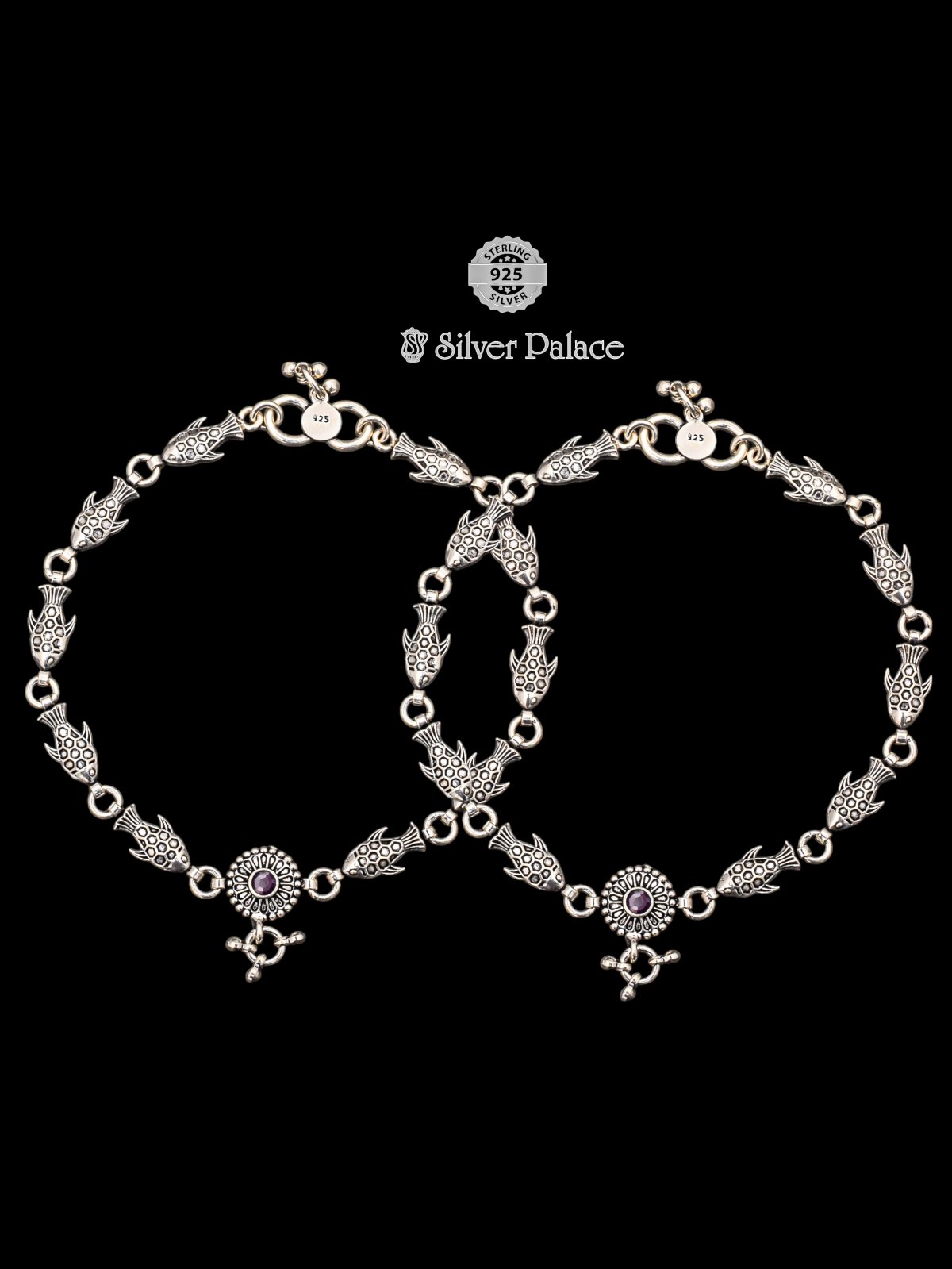 92.5 PURE SILVER TRADITIONAL FISH DESIGN ANKLET FOR GIRLS NEETH COLLECTION