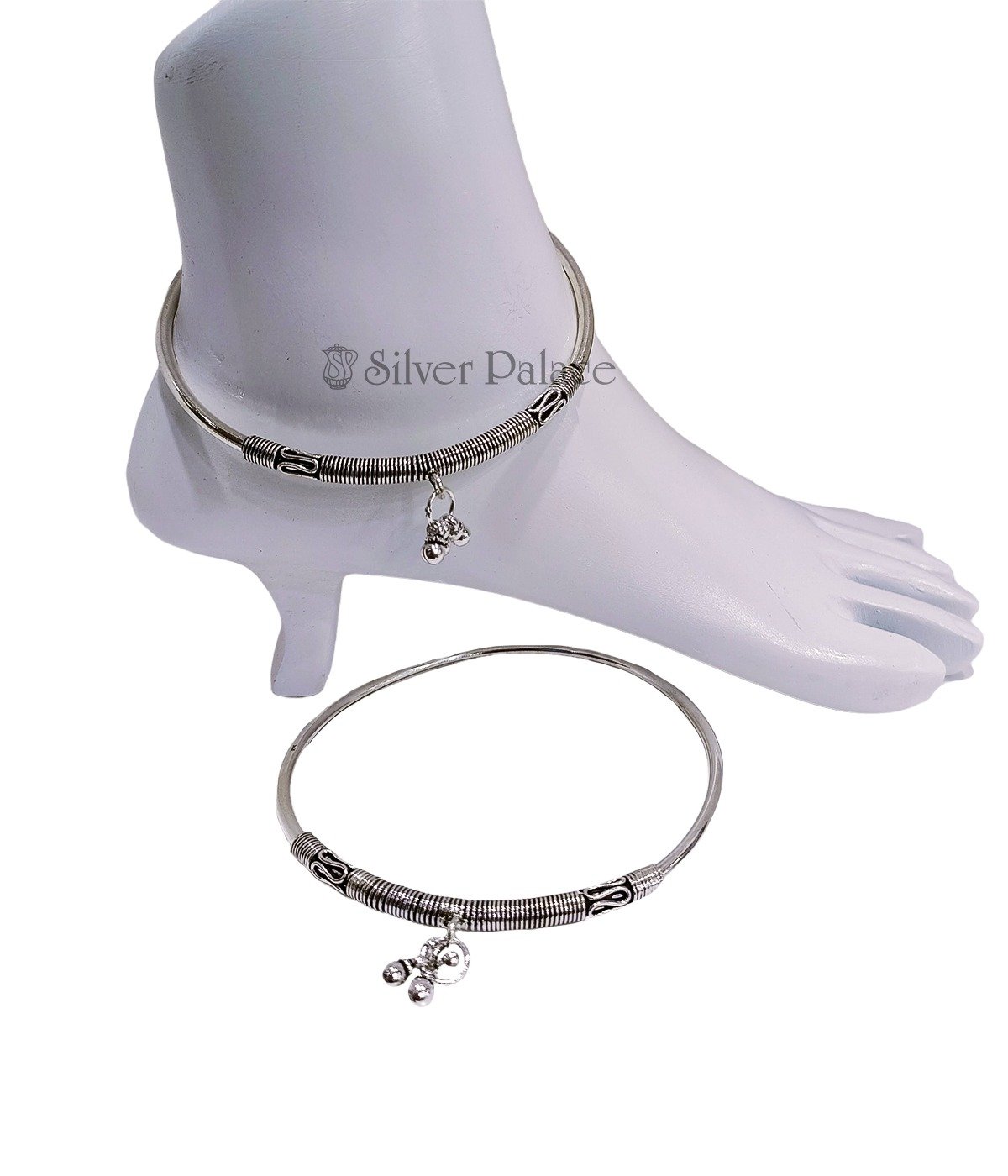 92.5 OXIDISED SILVER BANGLE TYPE TRADITIONAL ANKLET