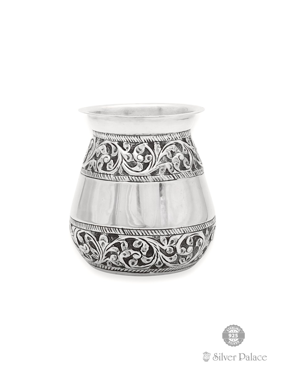 925 OXIDISED SILVER FLORAL DESIGN SOMBU FOR GIFTINGS 