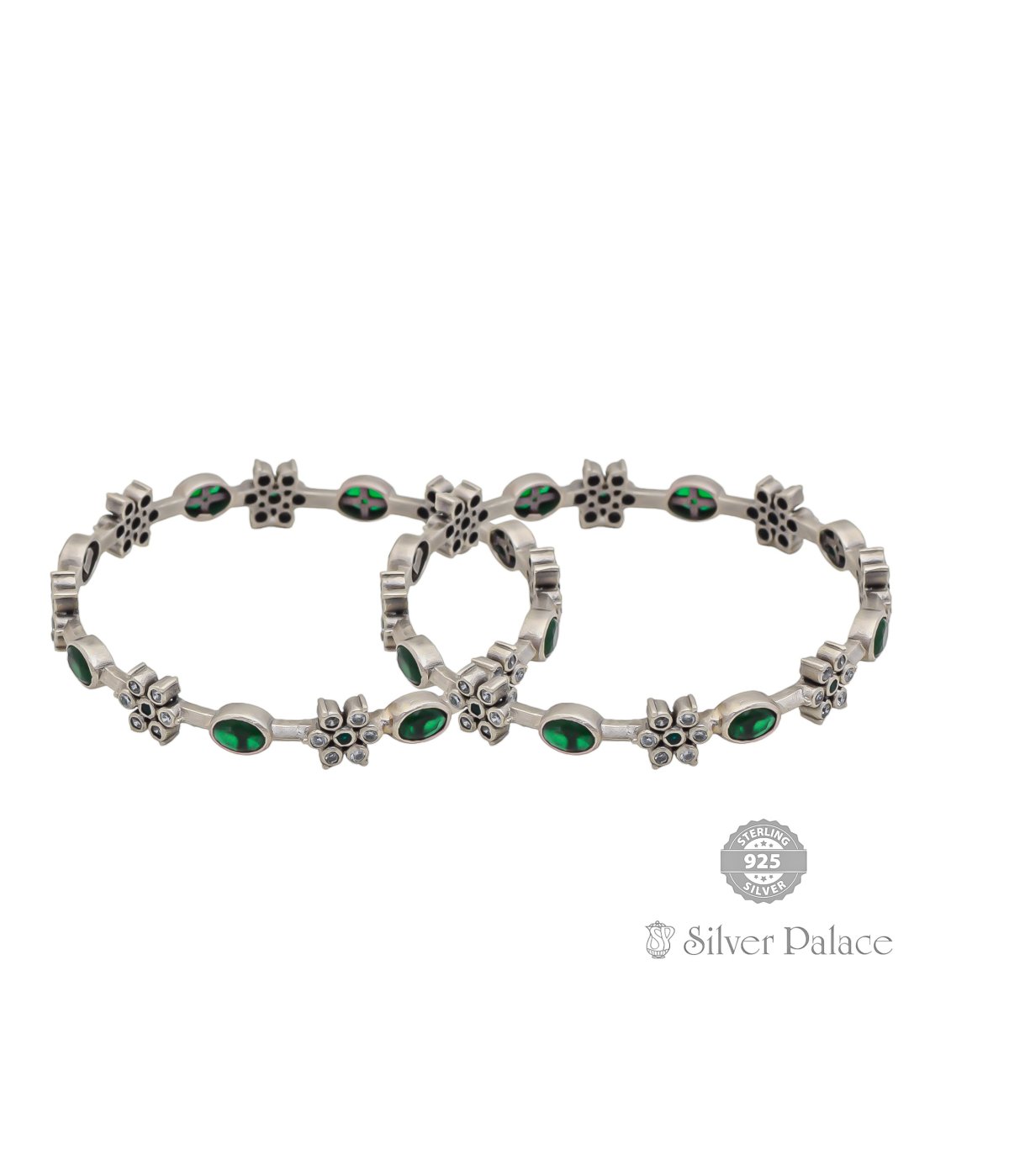 925 STERLING SILVER MANNJ COLLECTION FLORAL DESIGN BANGLES FOR GIRLS