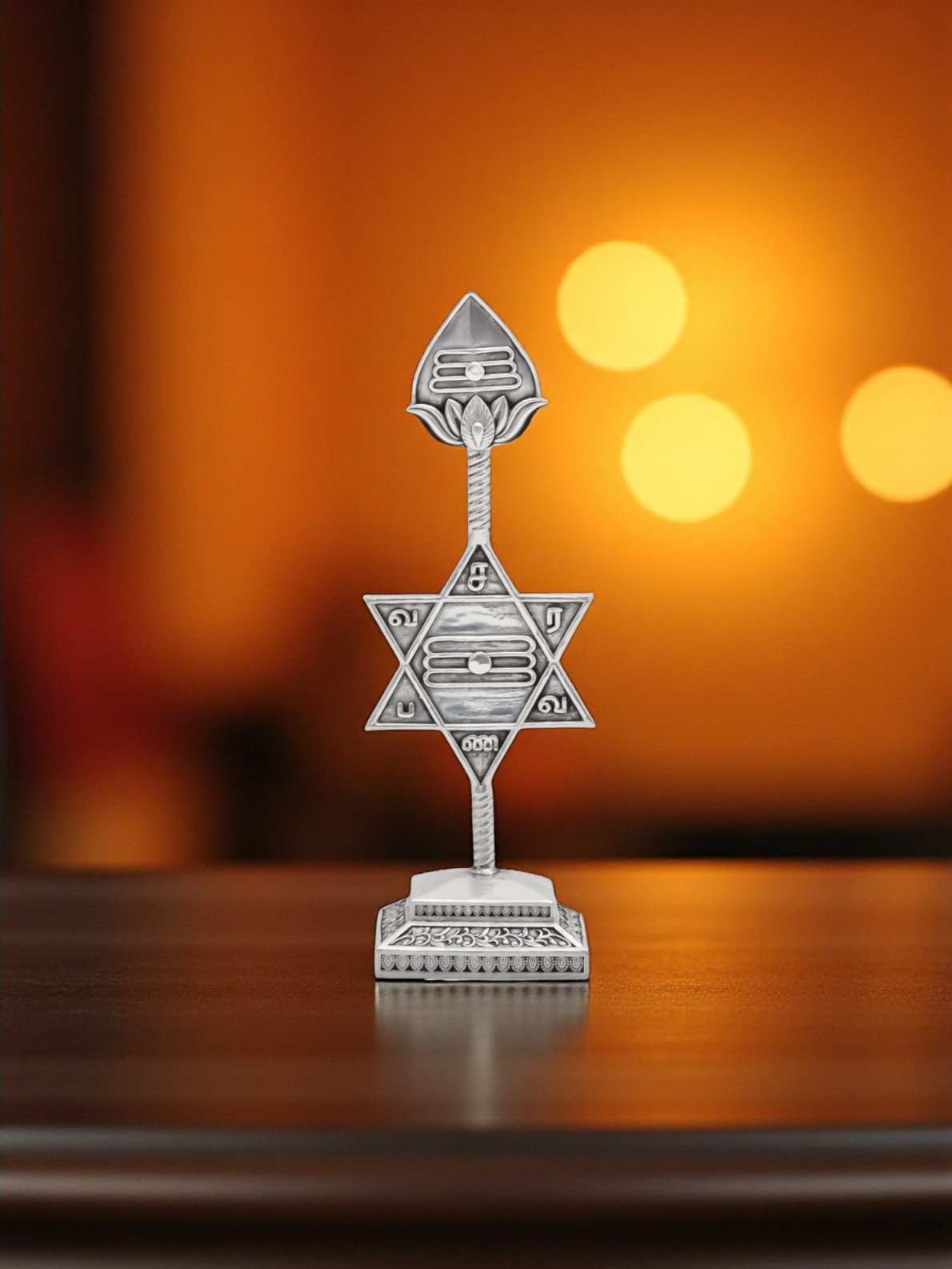 925 OXIDISED SILVER OHM SARAVANA BAVA DESIGN VEL FOR POOJA ROOM 