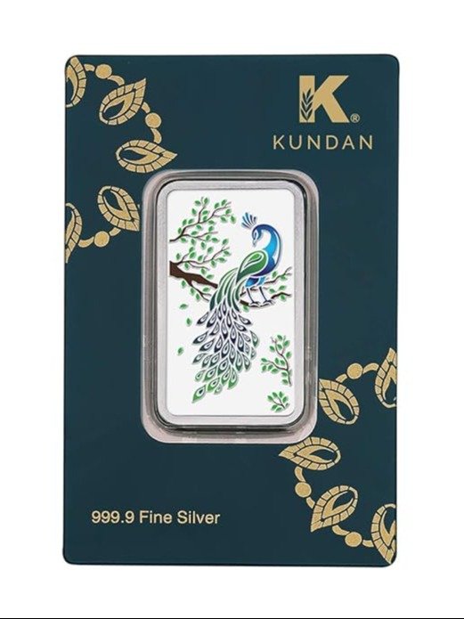 KUNDAN PURE SILVER PEACOCK COLORED 999 SILVER BARS