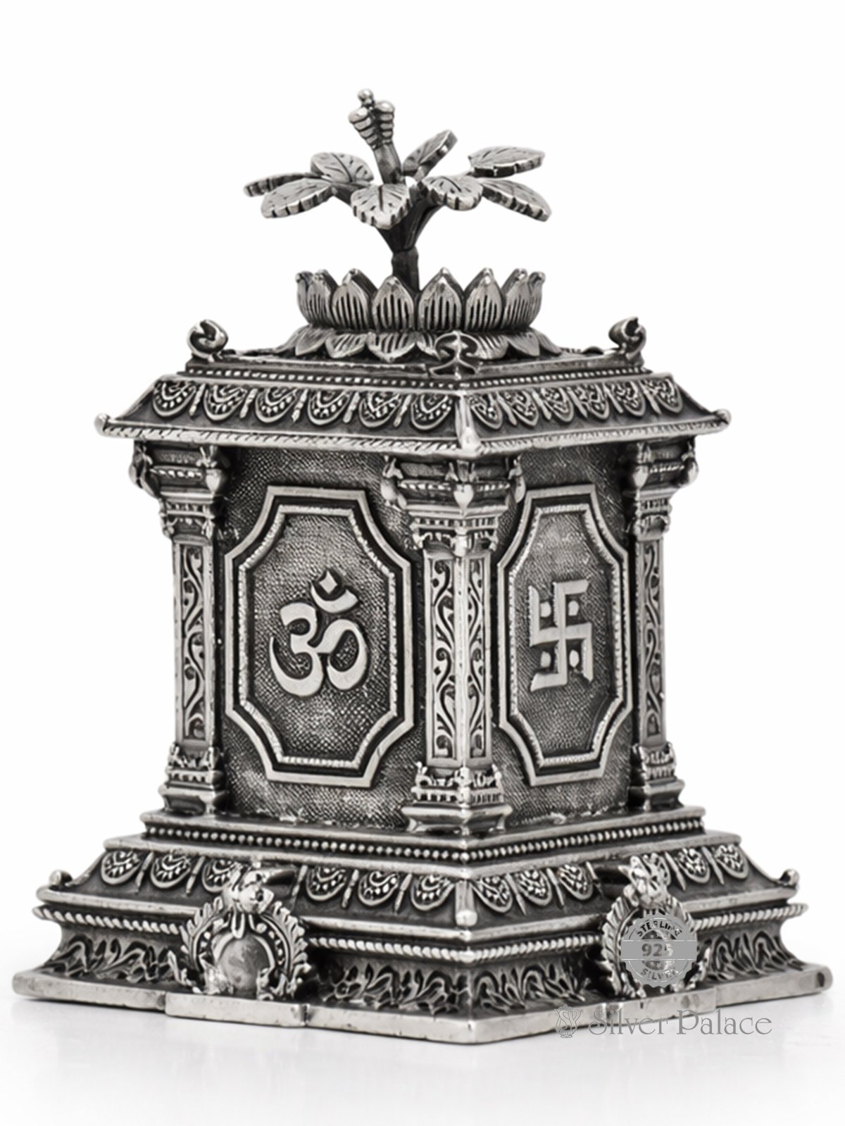 925 OXIDISED SILVER OHM & SWASTIKA SYMBOL TULASI MAADAM FOR POOJA PURPOSE