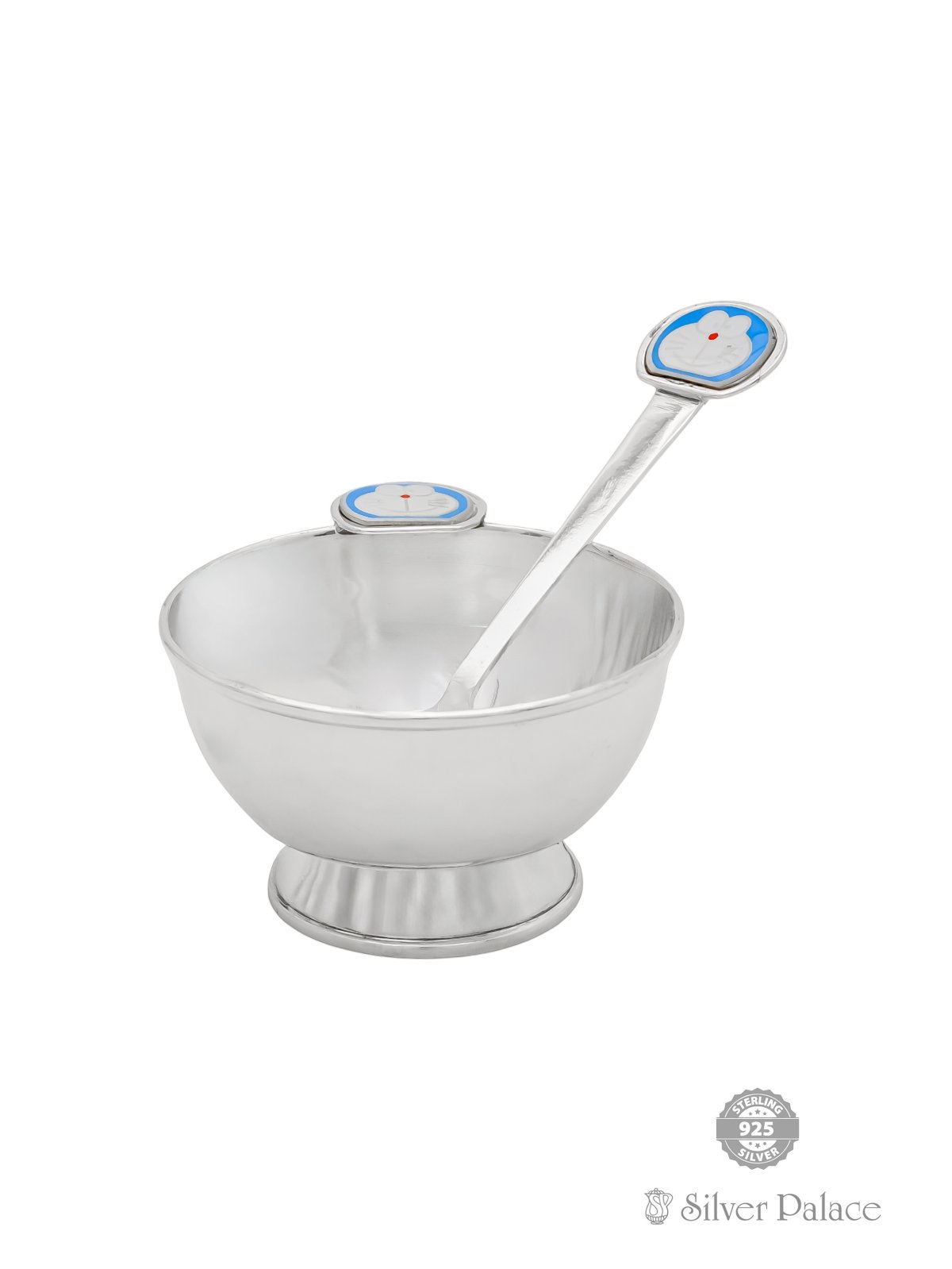 925 STERLING SILVER PLAIN WITH DOREMON DESIGN BOWL FOR KIDS 