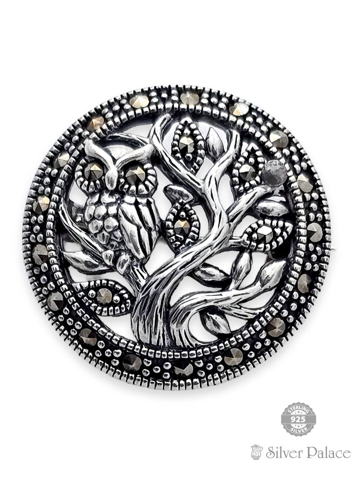 925 SILVER OWL DESIGN WITH MARCA STONES BROOCH FOR GIRLS 
