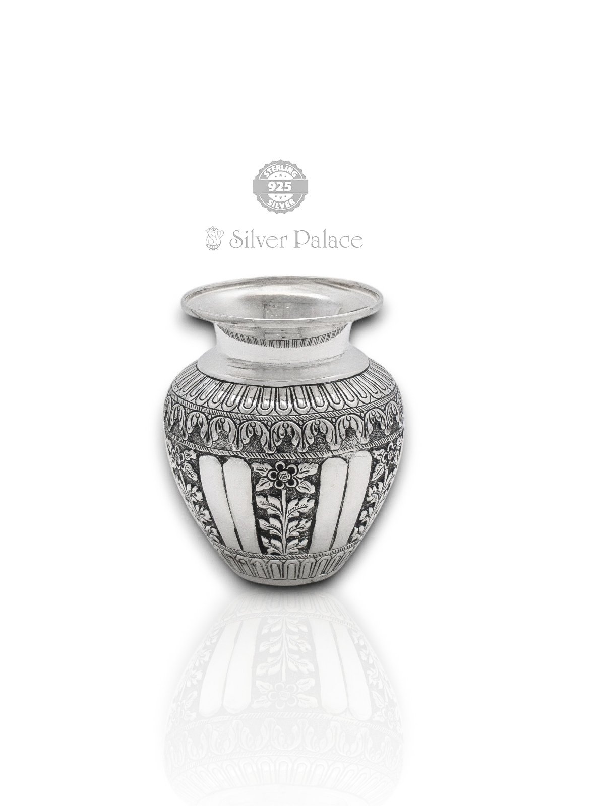 925 OXIDISED SILVER LEAF DESIGN CHOMBU FOR POOJA