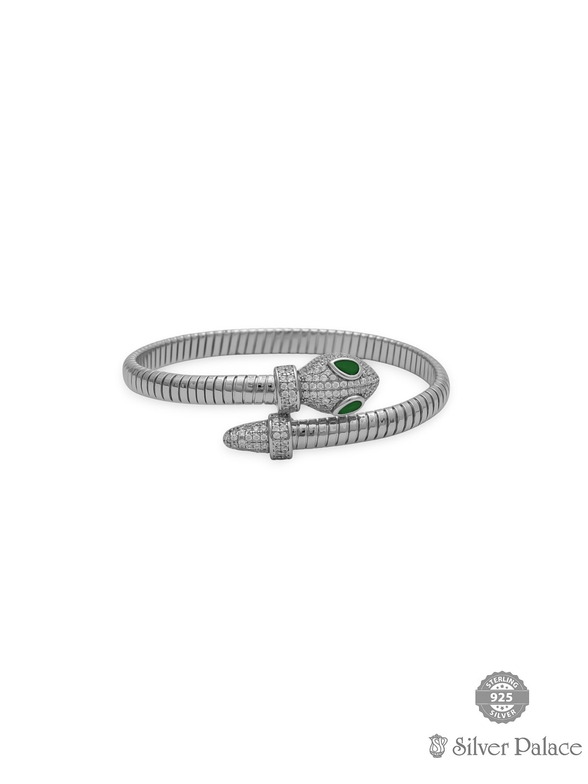 925 STERLING SILVER SNAKE KADA WITH CZ STONES FOR GIRLS PUYA COLLECTION 