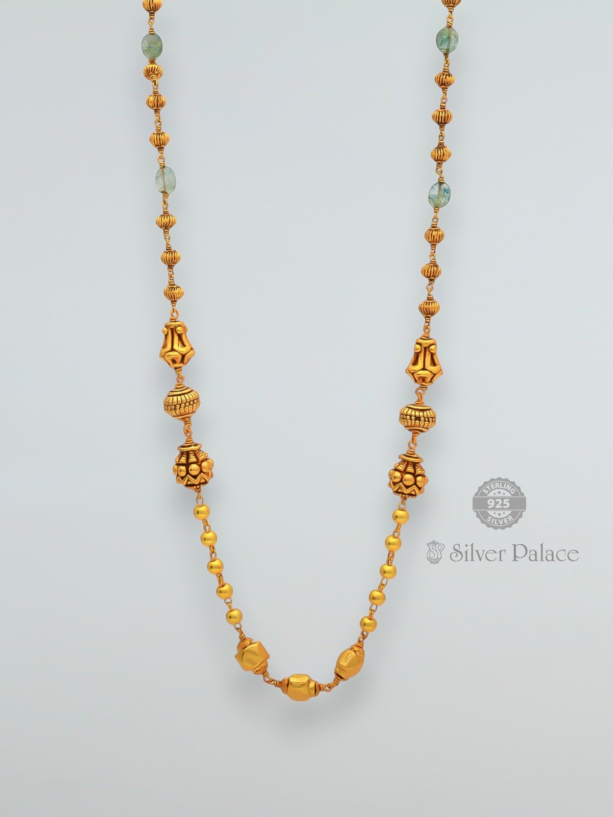 925 Silver Gold Polished Beads Design Traditional Style Malaa Anite  Collection