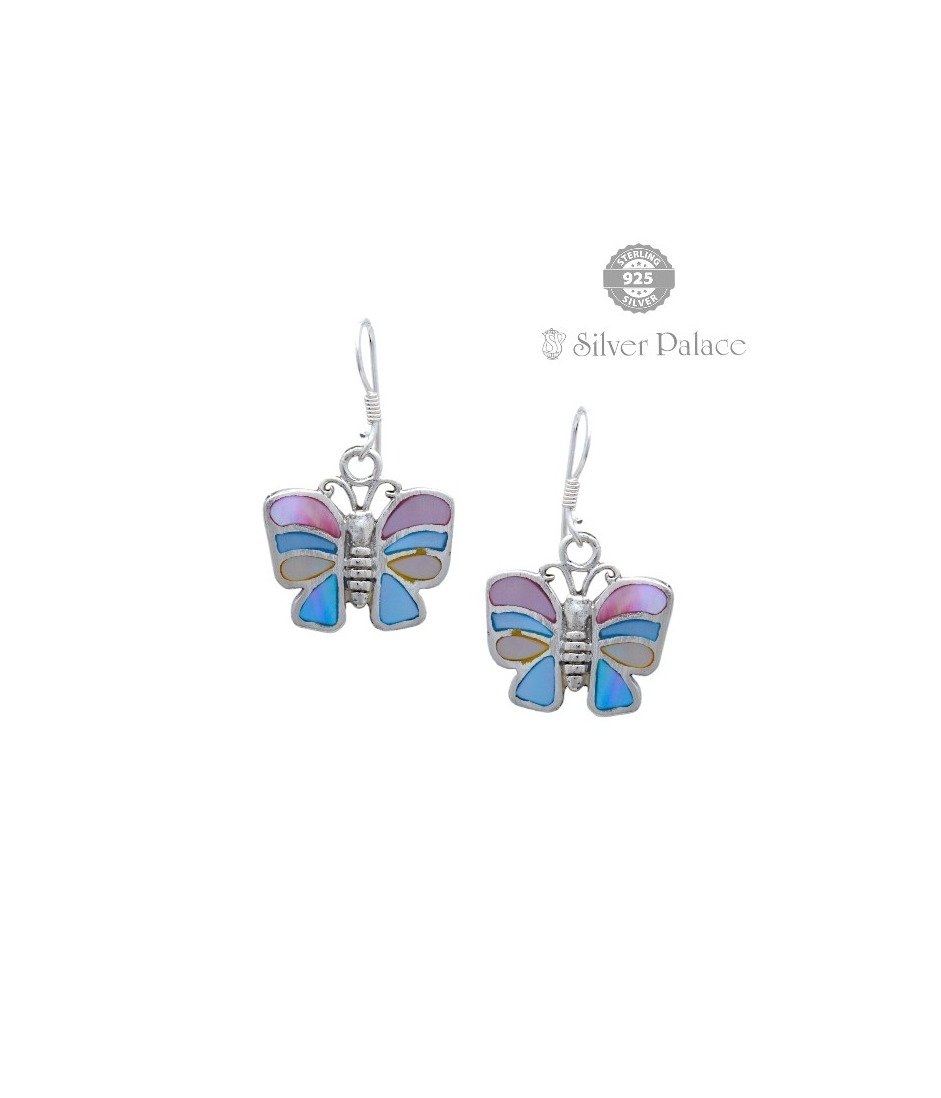 925 Sterling Silver Trishe Collection Mother of Pearl Butterfly Studded with Earring For Girls