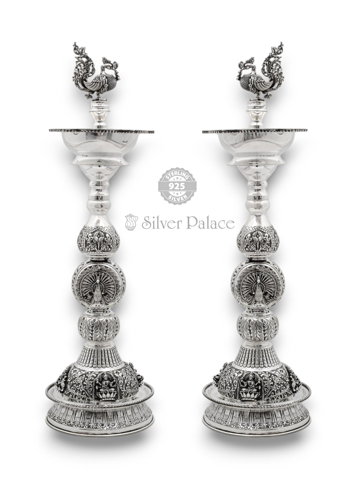 Pure Silver Lamps Grt Silver Kuthu Vilakku Antique Peacock Silver
