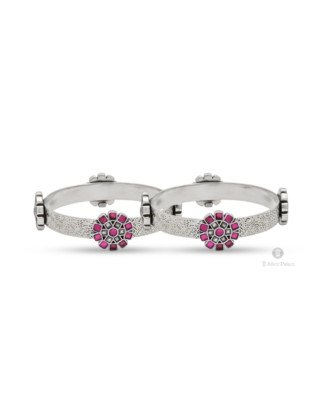 925 OXIDISED SILVER BAND TYPE FLORAL DESIGN BANGLES FOR LADIES NEETH COLLECTION 