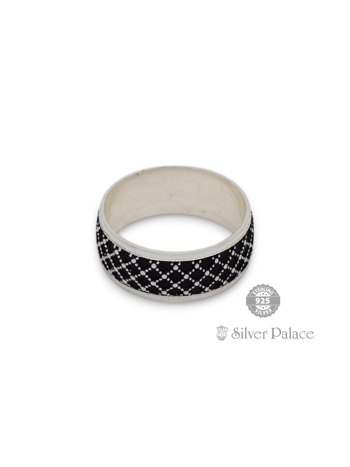 925 OXIDISED SILVER DIAMOND GRID RING FOR MEN MAAN COLLECTION