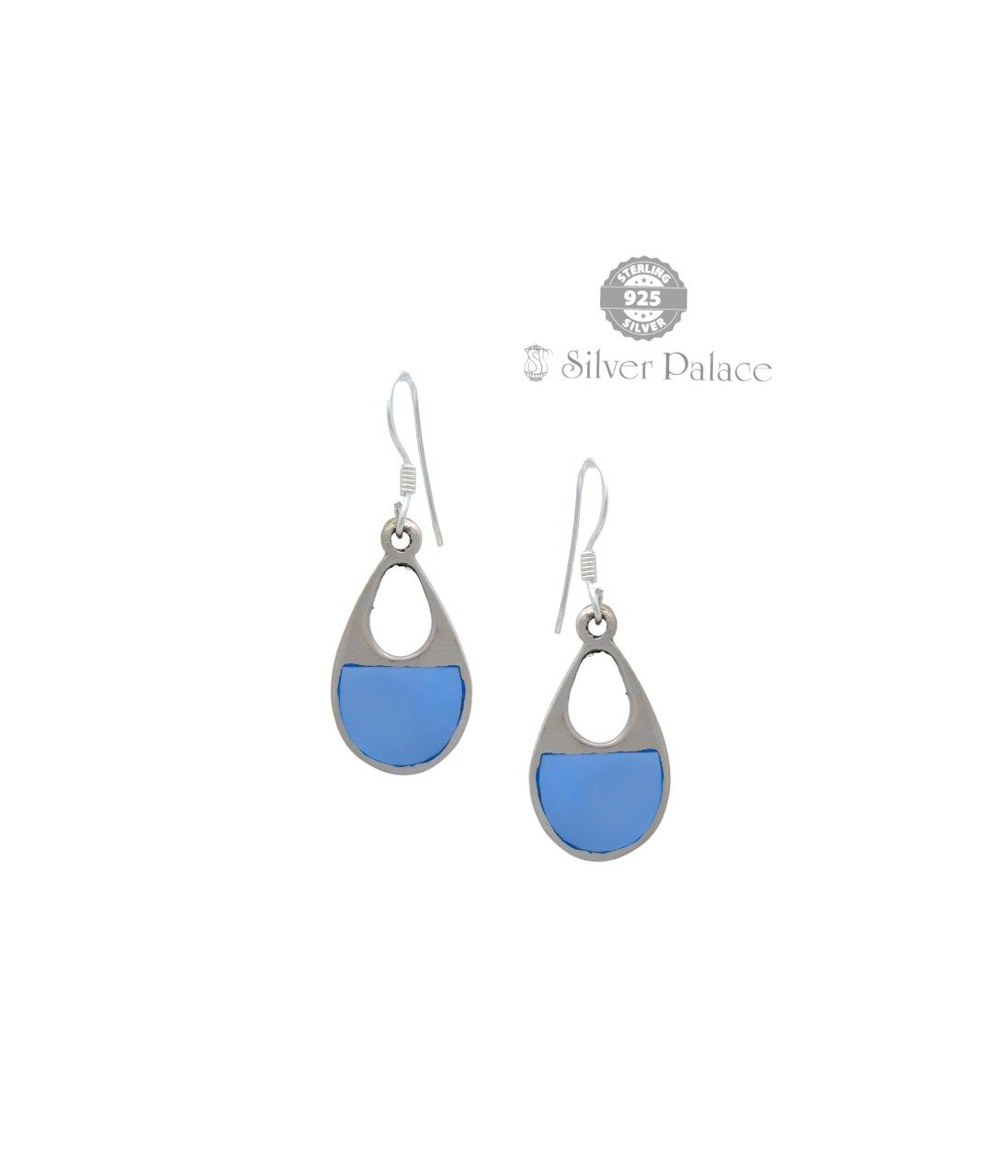 925 Silver Trishe Collection Blue Pearl with Fish Hook Earring Womens