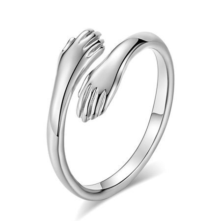 92.5 PURE STERLING SILVER UNISEX HUG RING FOR THE BFF FREE NAME ENGRAVING 