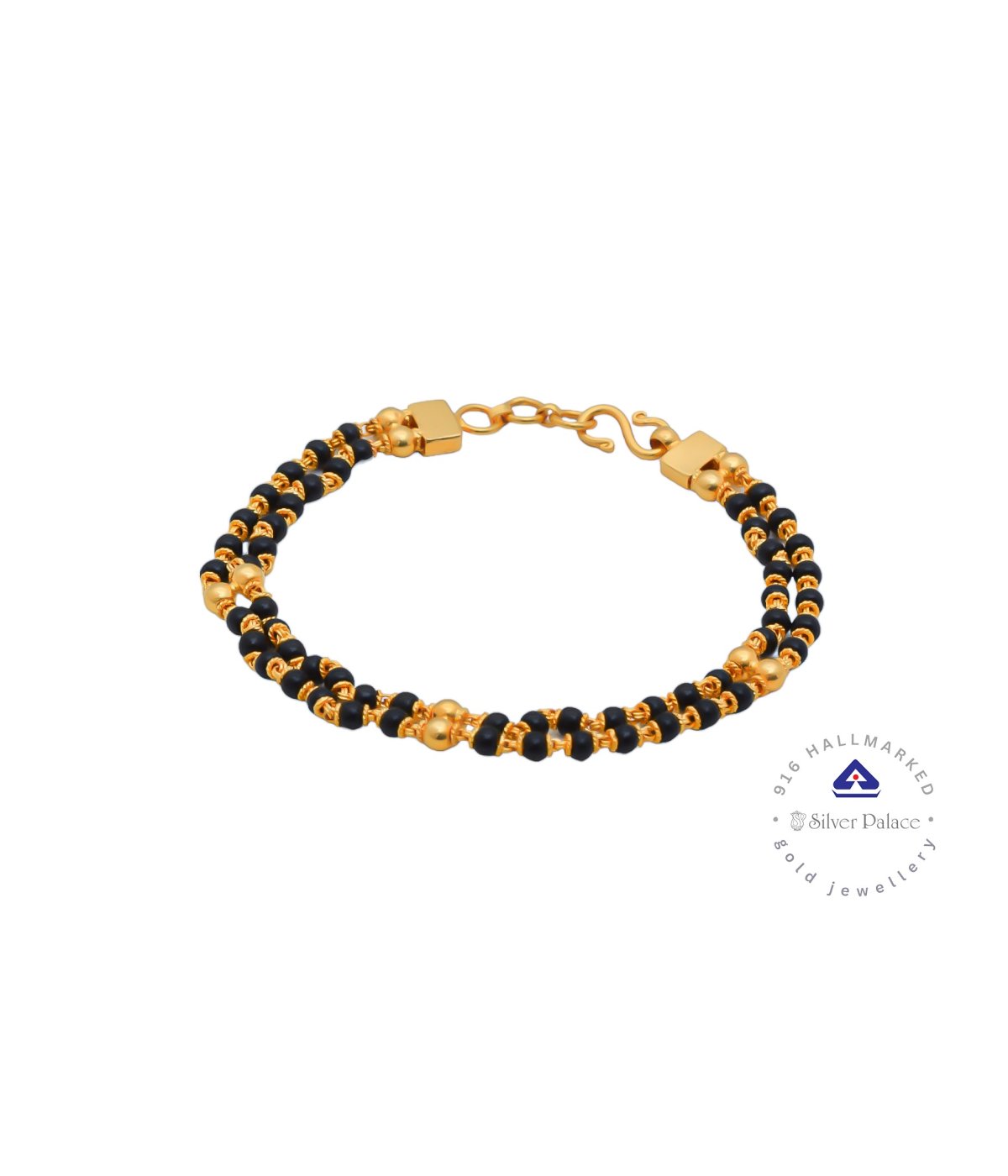 Kanche Collections 22KT Purity Gold  Daily Wear & Black Beaded  Double Layer Bracelet For  Womens