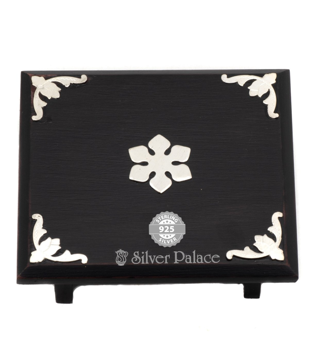 WOODEN PEEDAM WITH SILVER DECORATIONS 