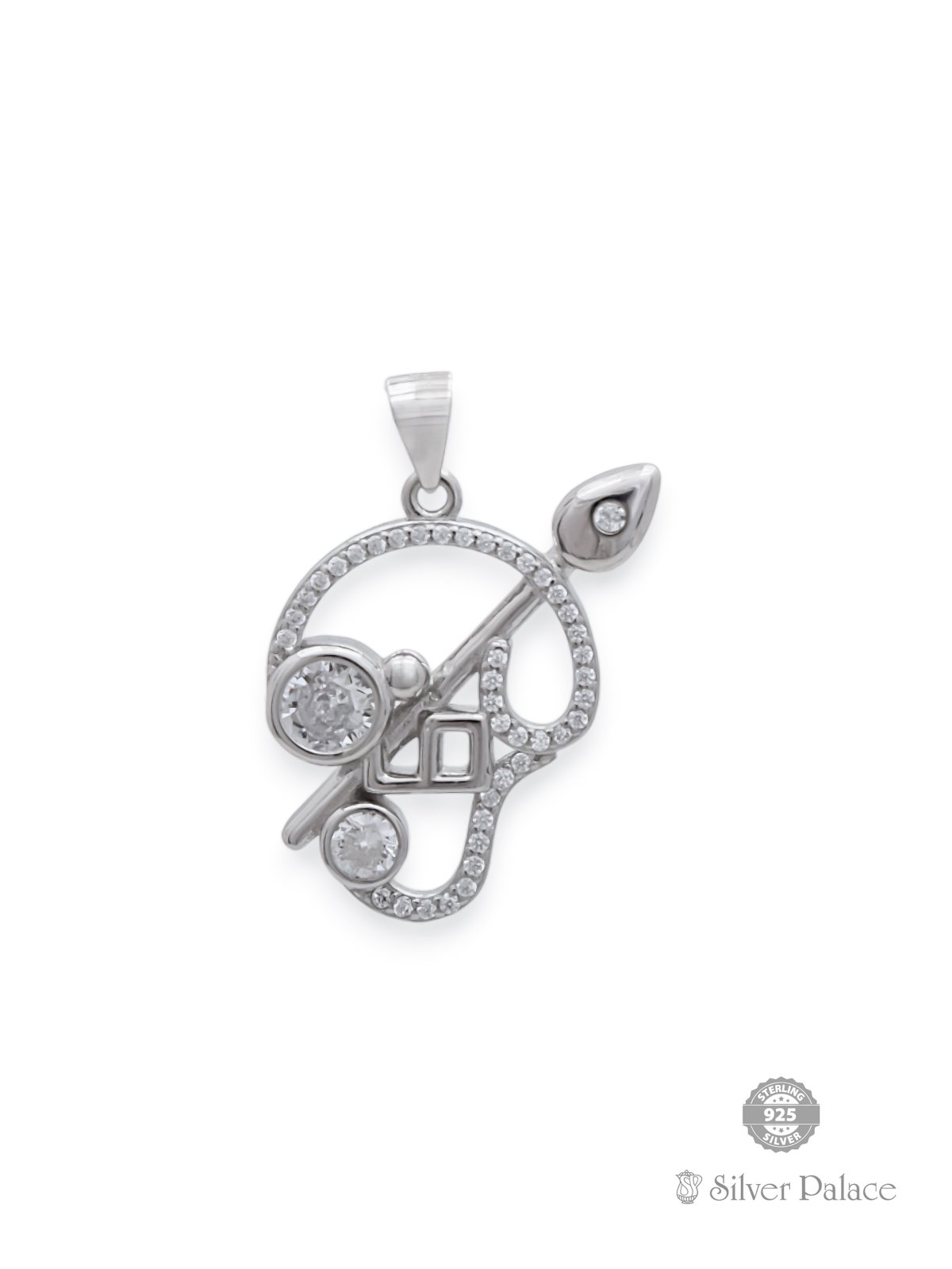 925 STERLING SILVER OHM PENDANT WITH CZ STONES