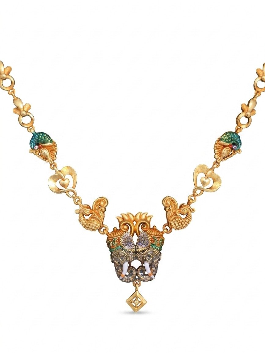 925 SILVER GOLD POLISH TRADITIONAL DESIGN NECKLACE FOR GIRLS ANITE COLLECTION LW