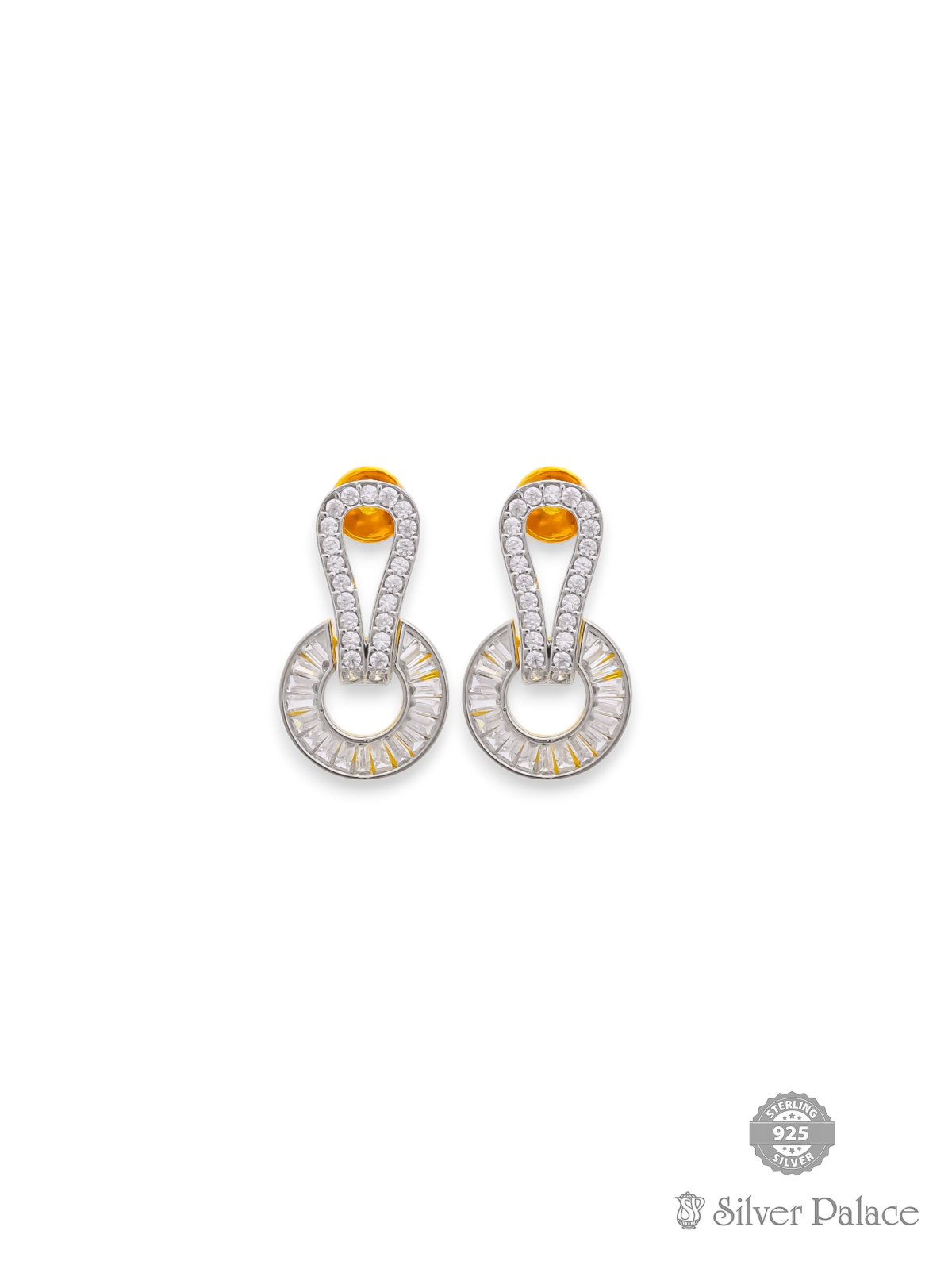 925 SILVER GOLD POLISHED CZ EARRING FOR WOMEN ANITE COLLECTION 