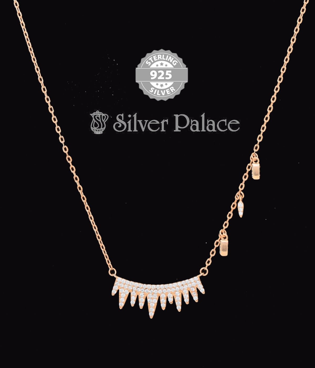 92.5 STERLING SILVER ROSE GOLD SHEYA CHAIN WITH ICEBERG PENDANT FOR GIRLS