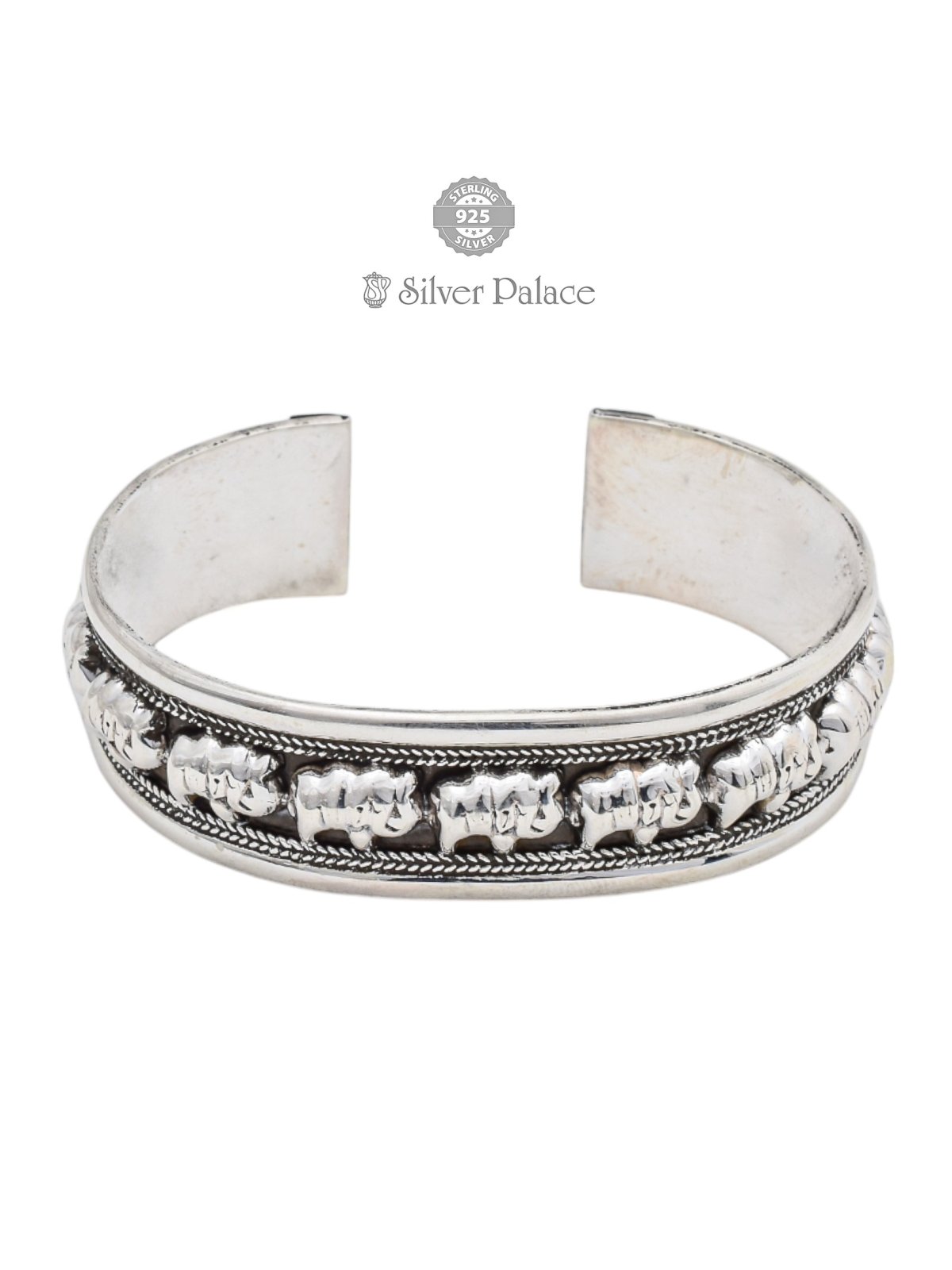 925 Oxidised Silver Elephant Motif Kada for Women Hans Collection