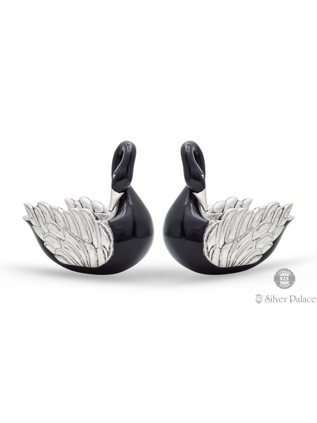 925 oxidised silver swan design bowl for multipurpose 
