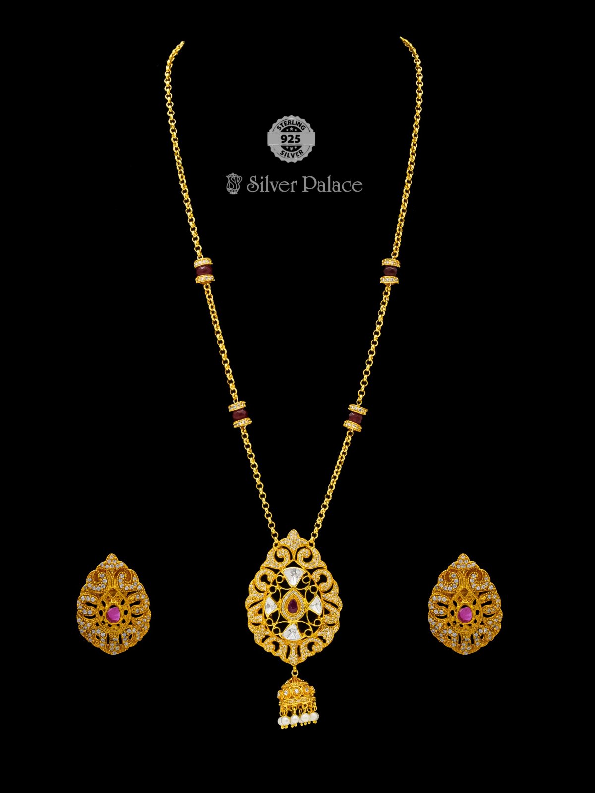925 SILVER GOLD POLISH TRADITIONAL DESIGN NECKLACE FOR GIRLS ANITE COLLECTION 