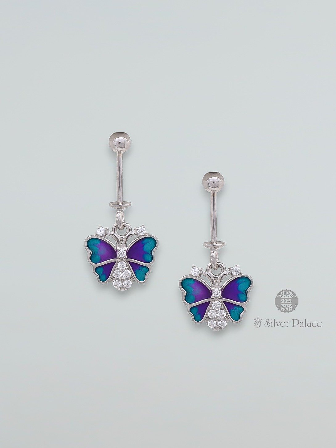 925 sterling silver butterfly with colourful enamel bugadi earring for women PUYA COLLECTION