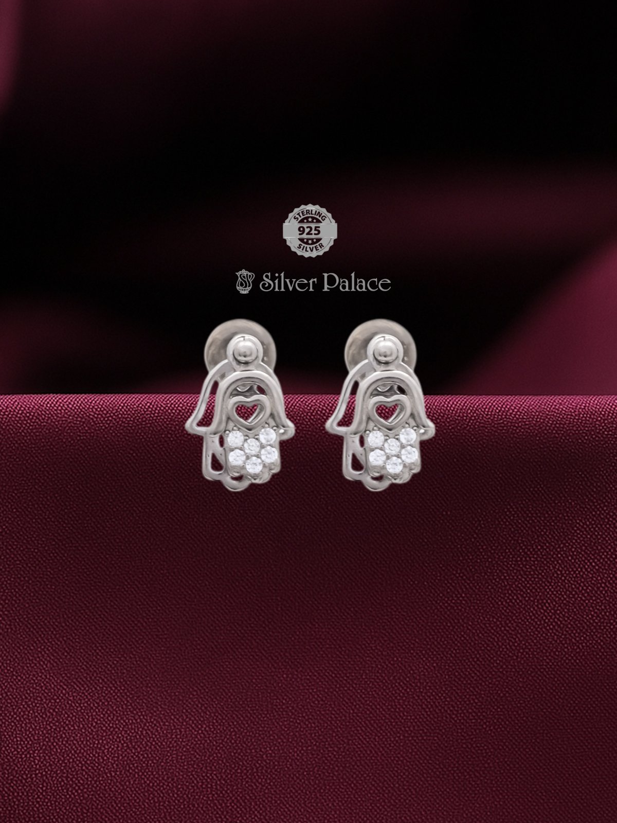 925 sterling silver heart shape double layer earring for girls ARJITA COLLECTION