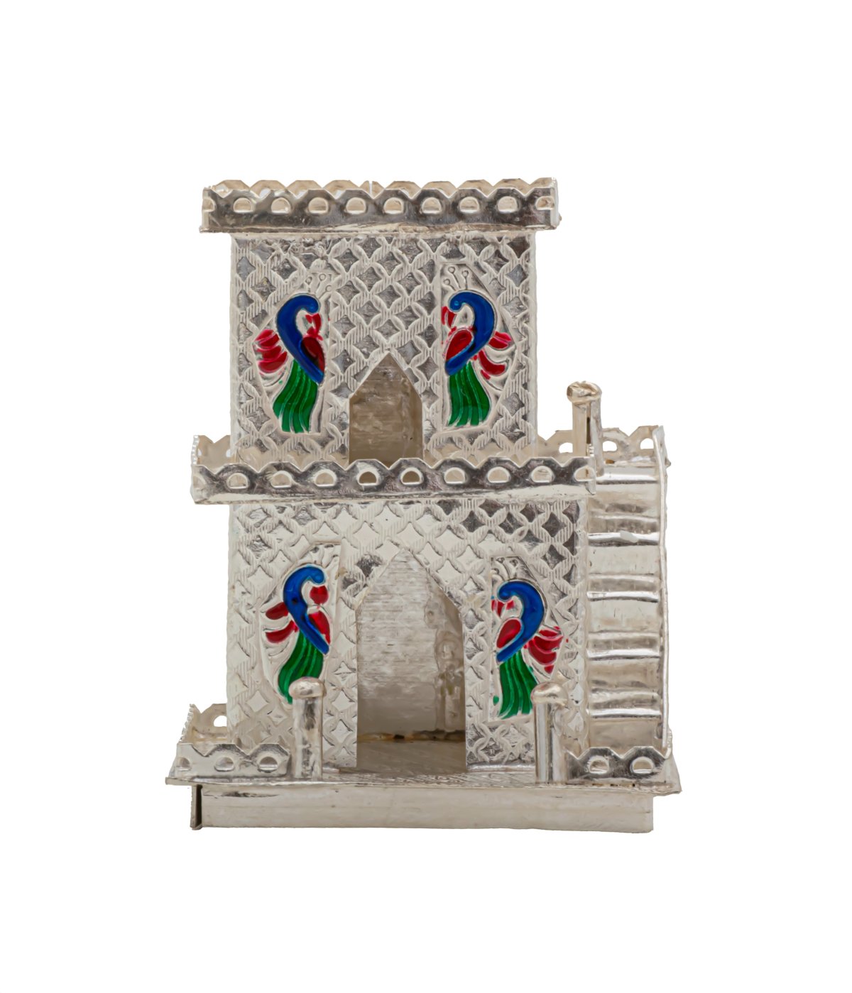 92.5 Silver Enamel Home For Pooja Decorations