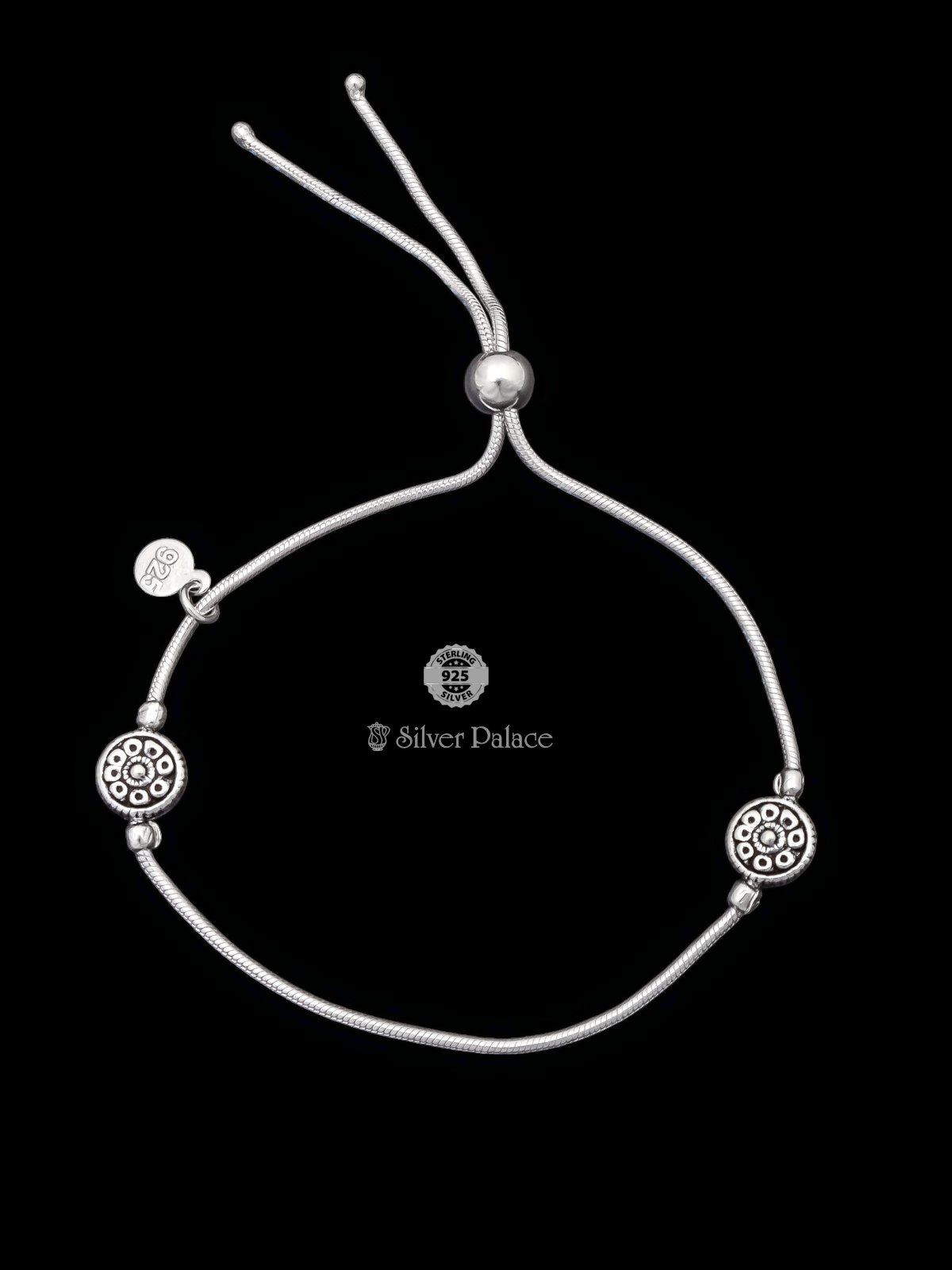 925 OXIDISED SILVER FLORAL MOTIF SINGLE LEG ANKLET FOR WOMEN MAUVE COLLECTION 