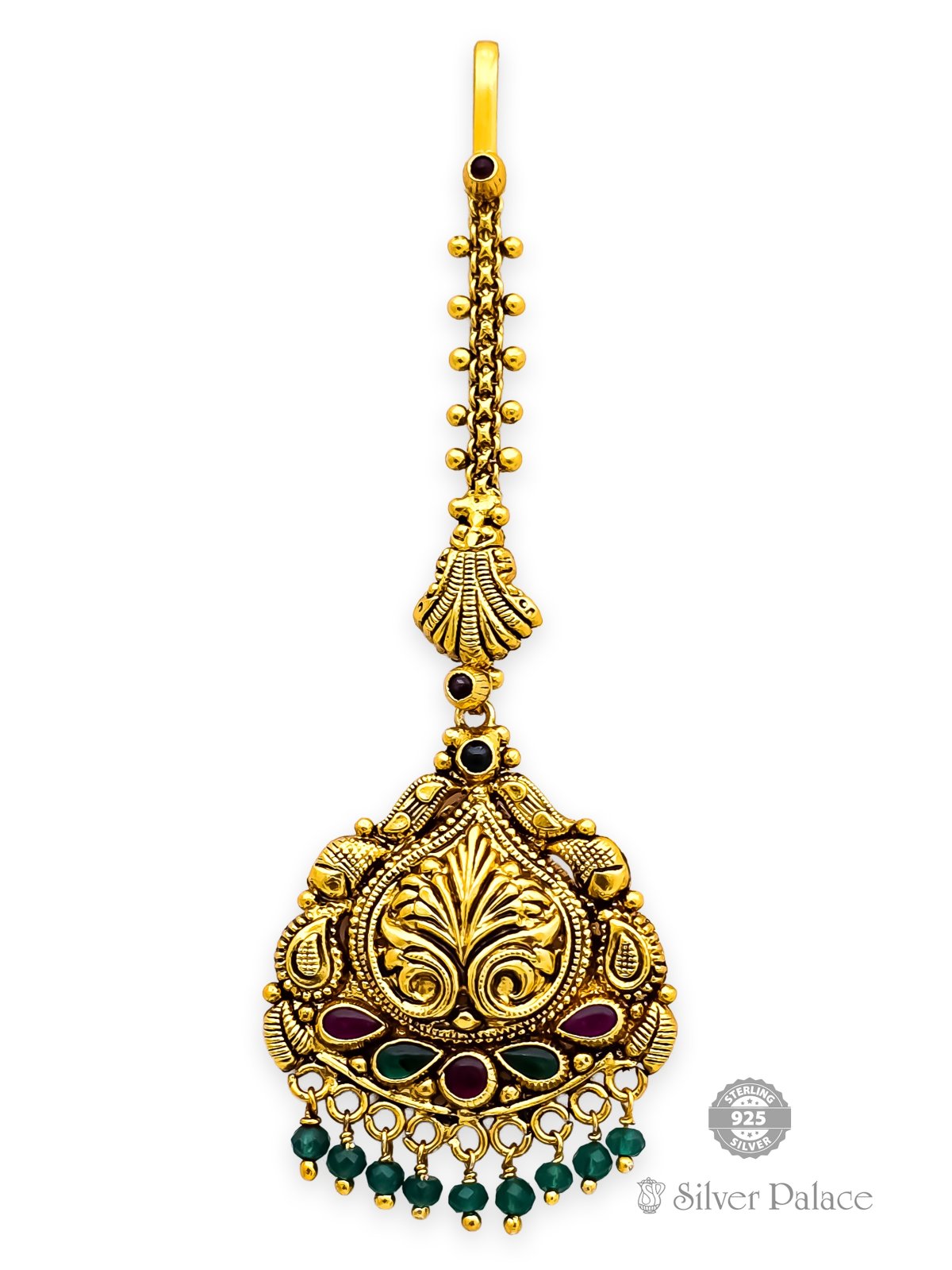 925 SILVER GOLD POLISHED NAGAS DESIGN NETTHI CHUTTI FOR LADIES 