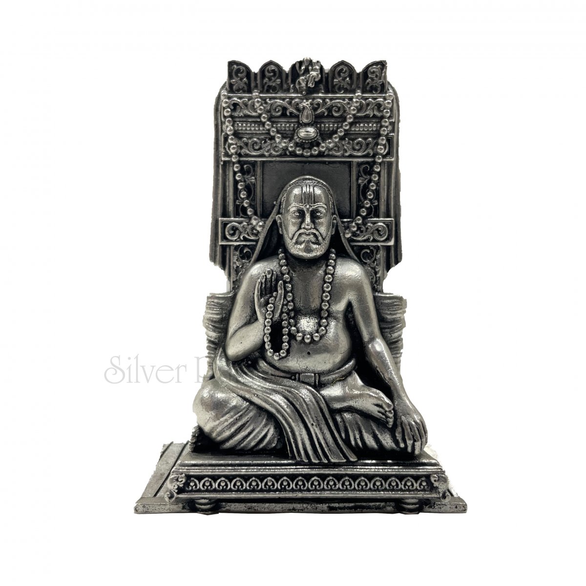 PURE SILVER RAGHAVENDRA IDOL ANTIQUE FINISHED