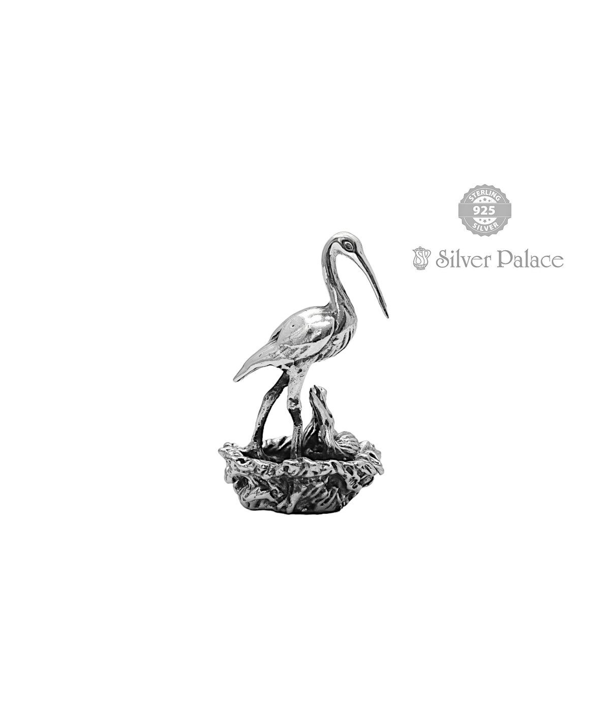 92.5 OXIDIZED SILVER AVIDA COLLECTION SWAN WITH LITTLEONE IDOL FOR SHOWPIECE