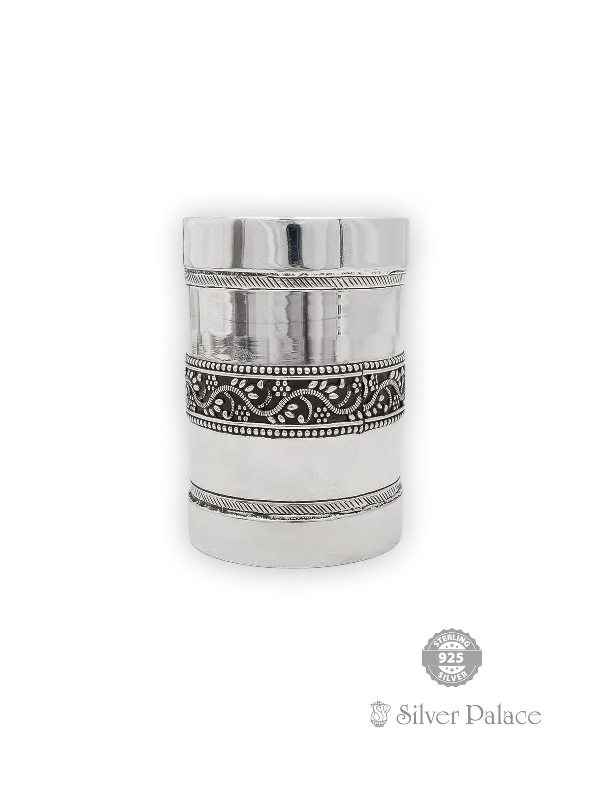 925 OXIDISED SILVER FLORAL DESIGN ENGRAVED PADI FOR DAILY USE