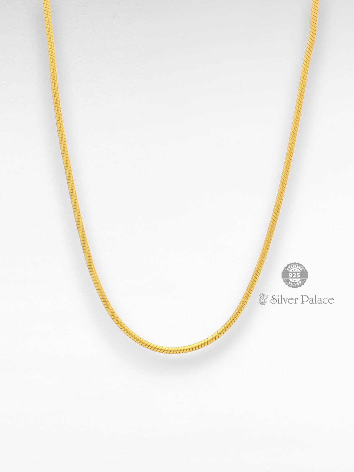925 SILVER GOLD POLISHED PLAIN DESIGN CHAIN FOR LADIES ANITE COLLECTION 