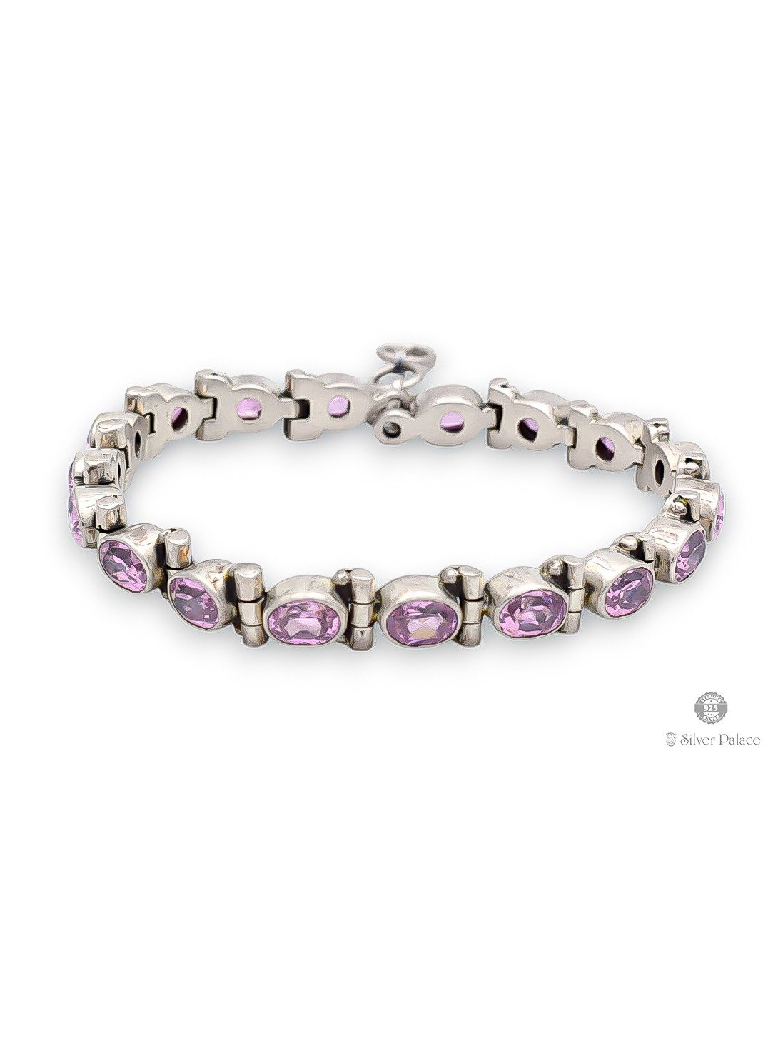 92.5 STERLING SILVER PINK CUT STONE BRACELET FOR YOUR LOVED ONE NEETH COLLECTION 