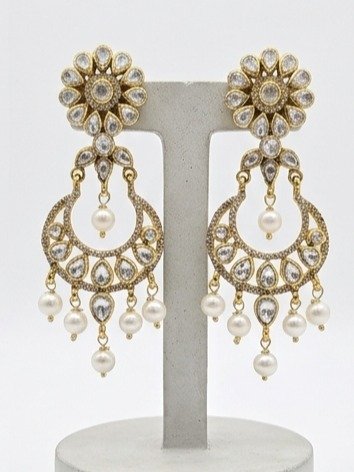 925 SILVER GOLD POLISHED CZ EARRING FOR WOMEN ANITE COLLECTION 