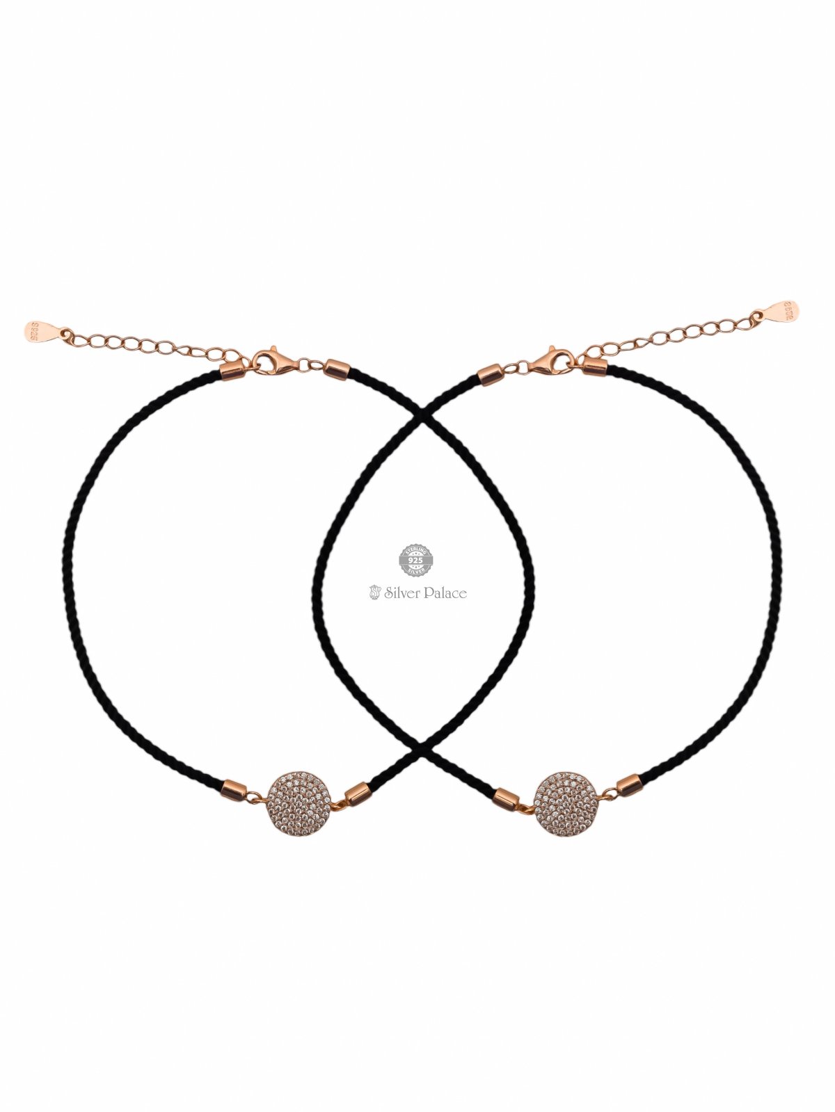 925 SILVER ROSE GOLD THREAD AND STONE DESIGN ANKLETS FOR GIRLS SHEYA COLLECTION 
