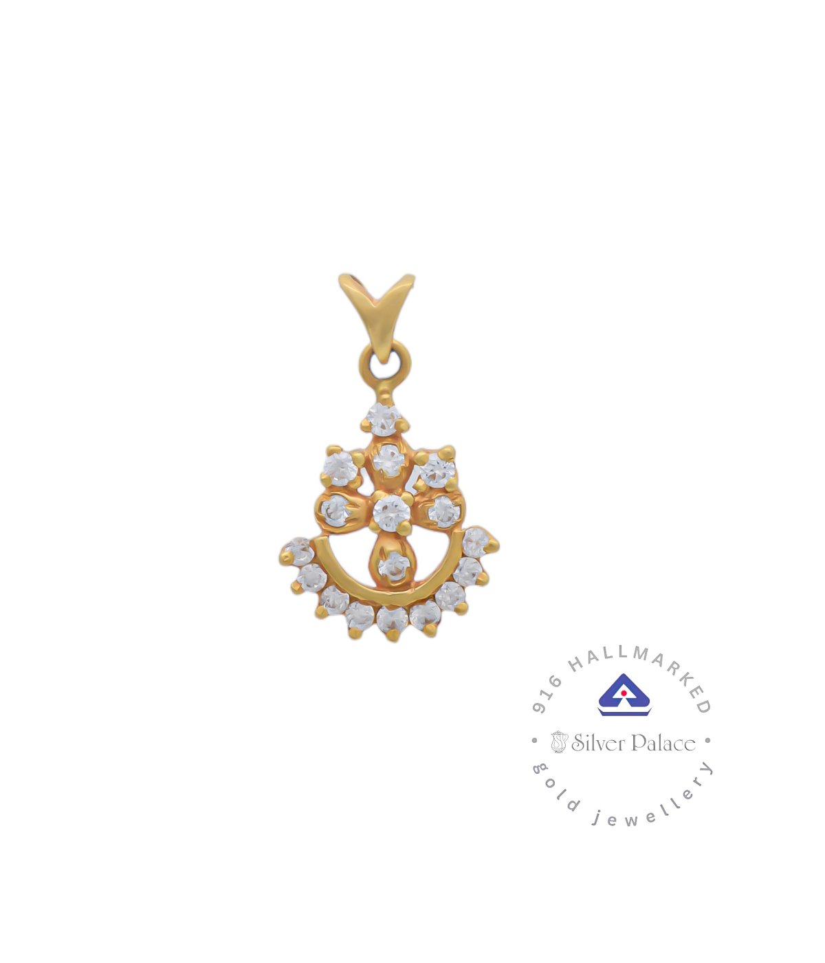 Kanche Collections 916 Pure Gold Fancy Design Pendant With CZ Stone Studded For Mens & Womens 