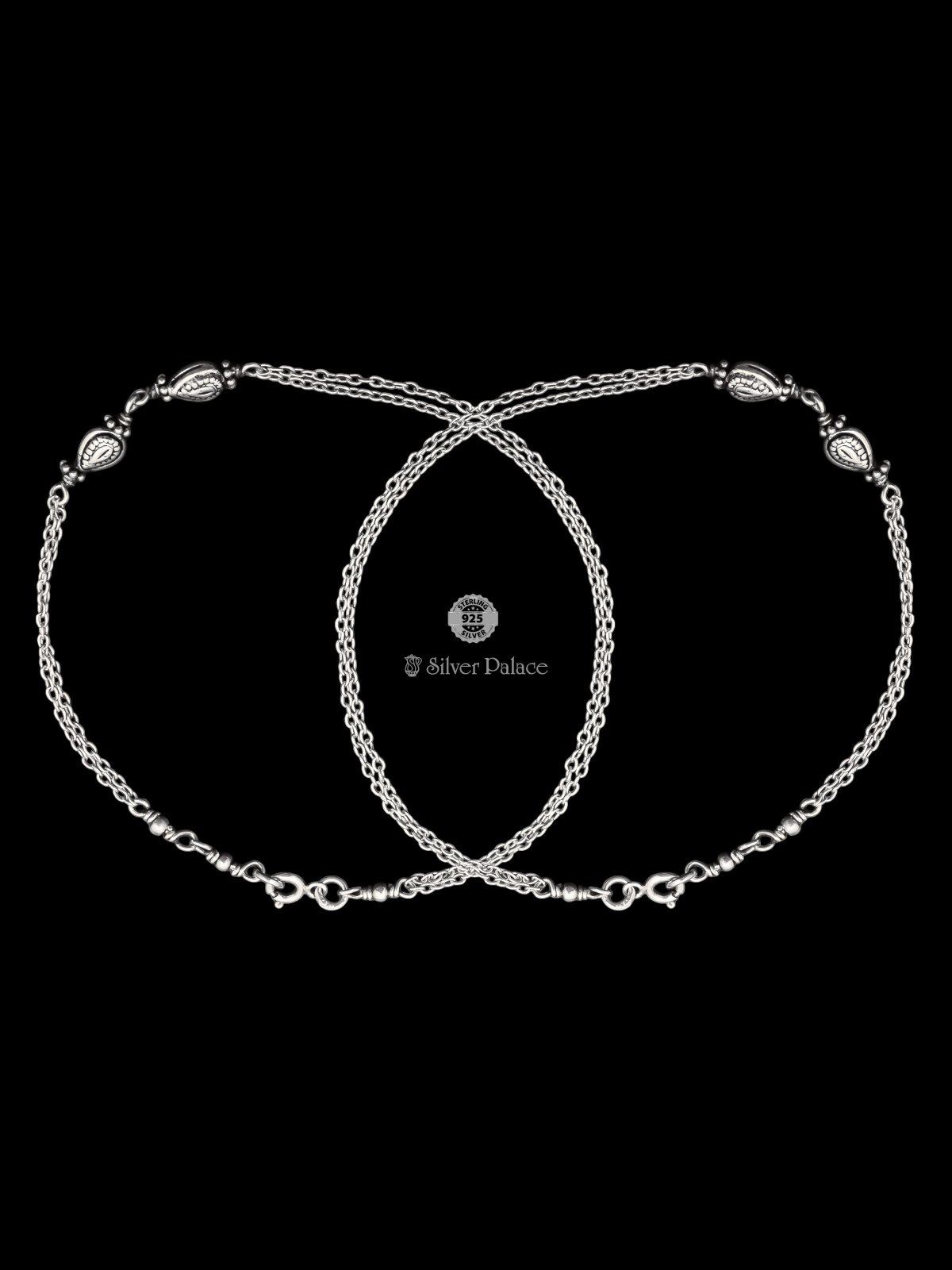 925 STERLING SILVER CHAIN DESIGN ANKLETS FOR GIRLS MAUVE COLLECTION 