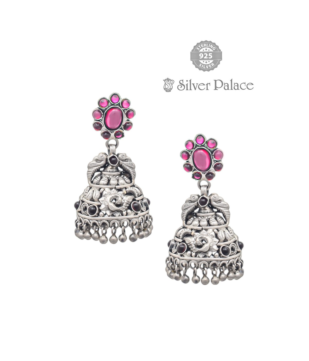 92.5 OXIDISED SILVER JHUMKI EARRINGS FOR WOMEN