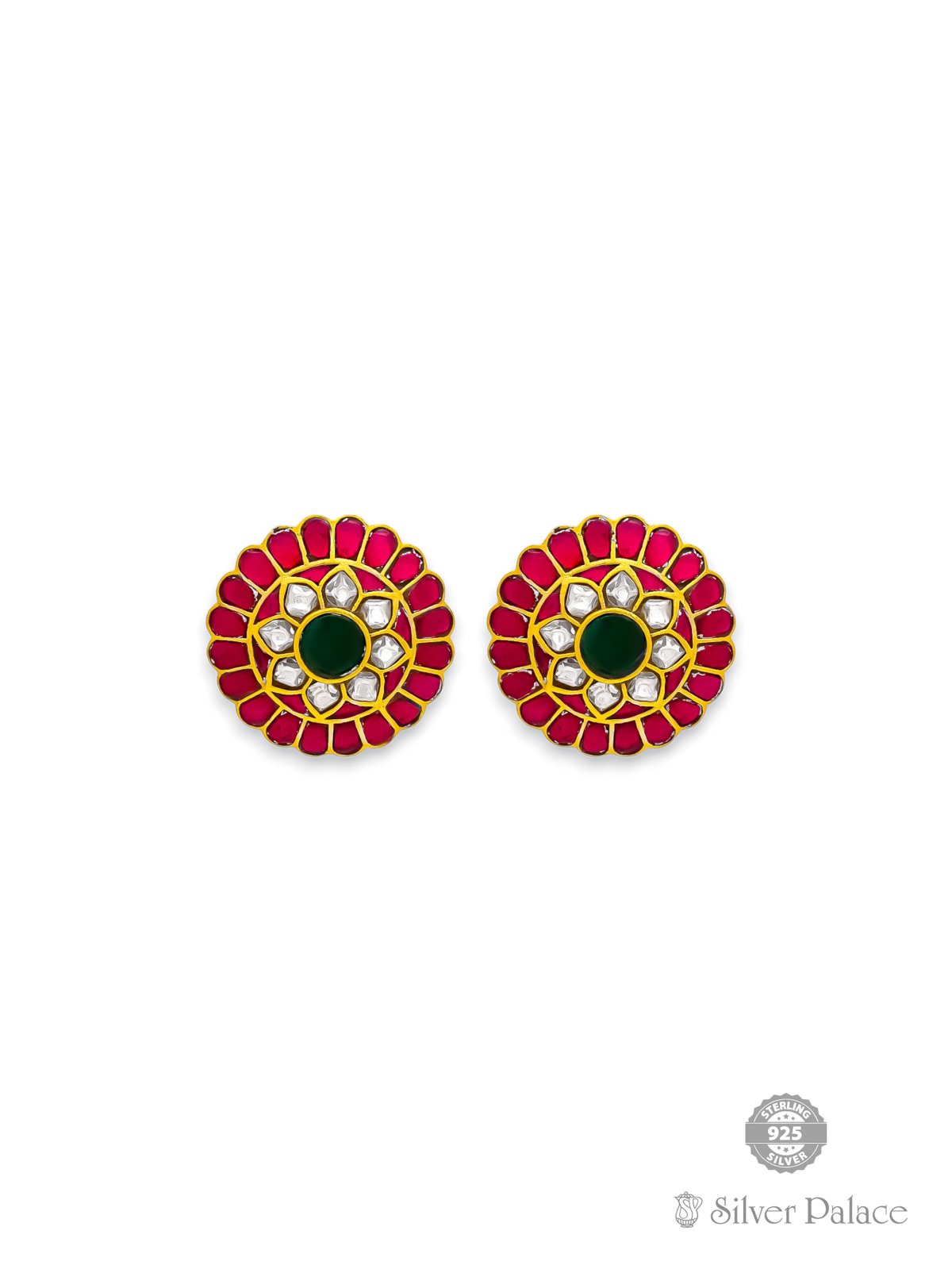 925 SILVER GOLD POLISHED FLORAL DESIGN EARRING FOR WOMEN ANITE COLLECTION 